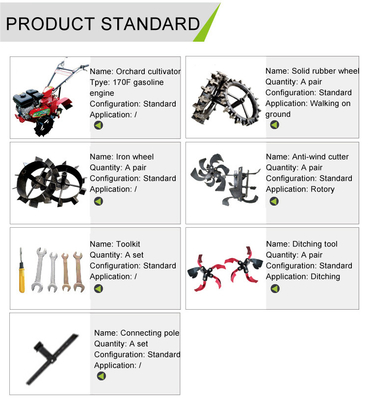 Orchard Small Tractor Tiller with Gasoline Power Type Cultivator Gear Transmission